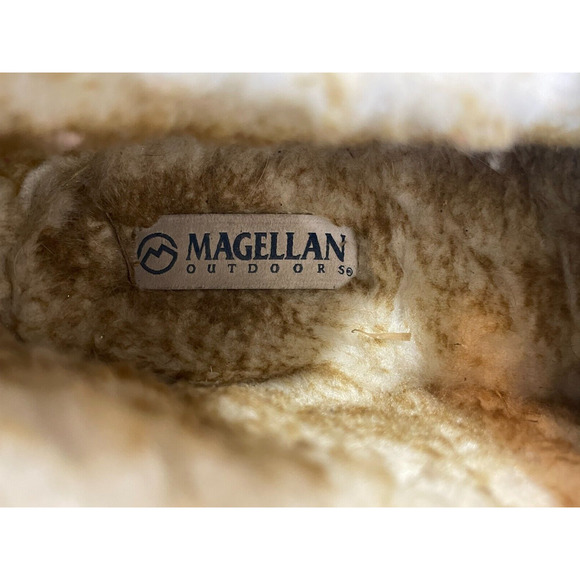 Magellan Slipper Mens 9 Moccasin Brown Suede Leather Fur Lined Comfort Casual - Picture 13 of 14